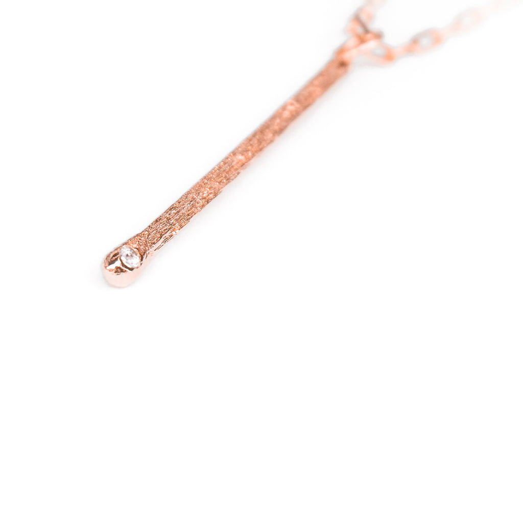 Matchstick Initial Necklace with Diamonds